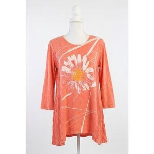 NEW JESS & JANE chit chat wave knit mineral washed tunic top in coral